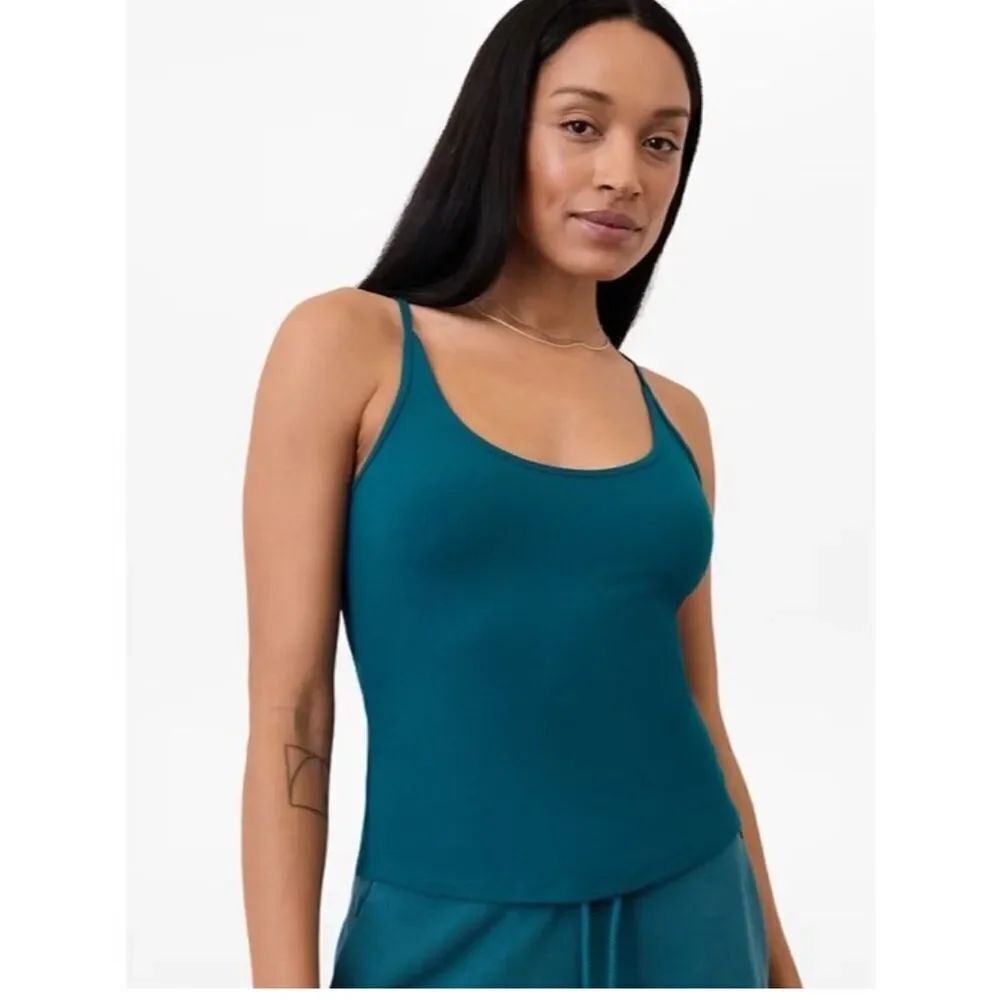NWT New ATHLETA Signature Rib Thin Strap Tank Coastal Teal Blue Green Medium